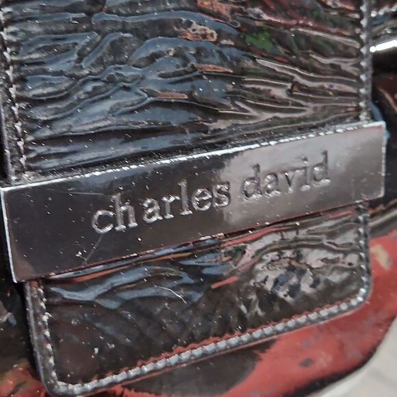 GUC Black Patent Leather LG Charles David Hobo Bag - Picture 2 of 8